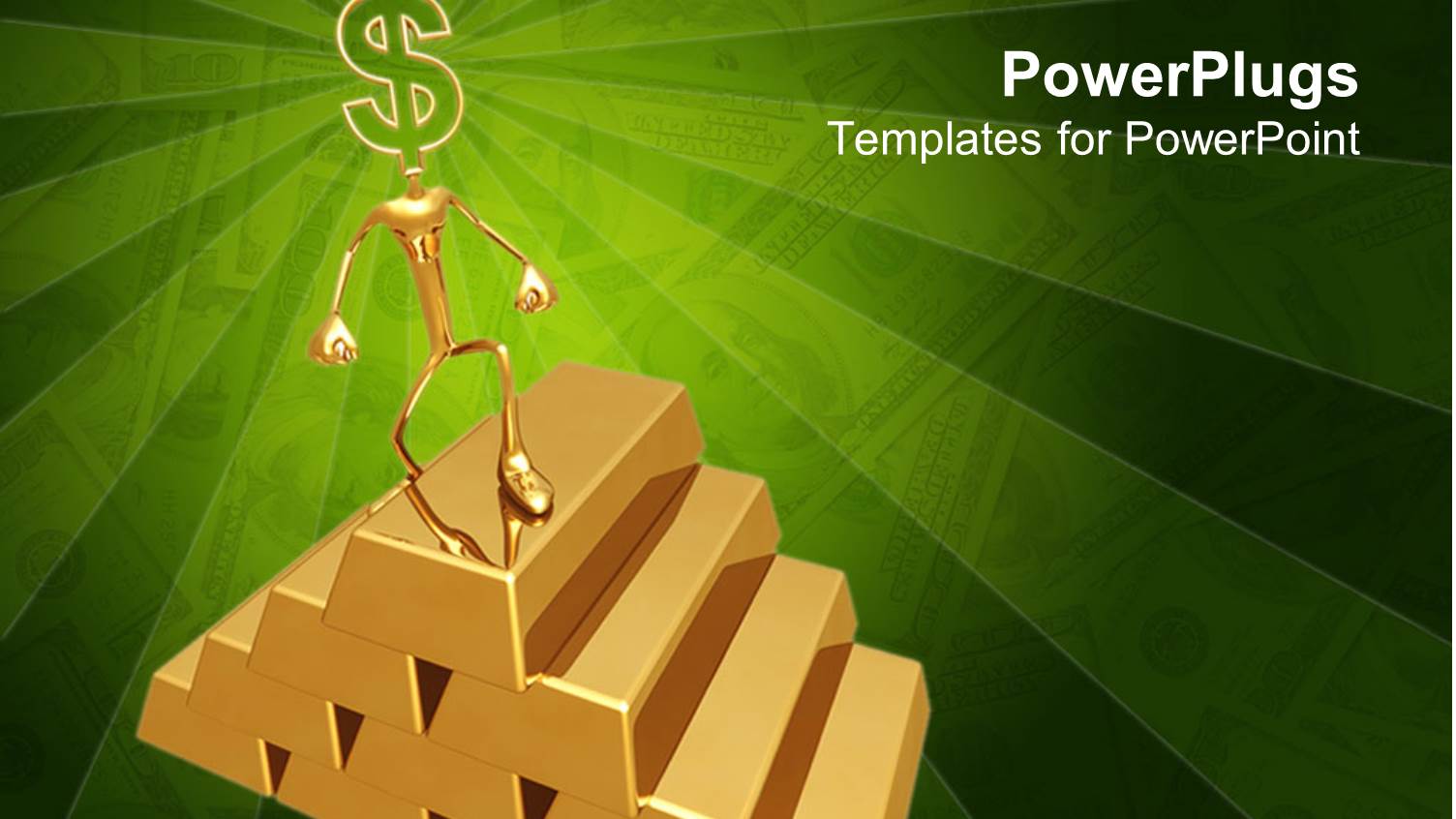 Animated Depiction of a Human Climbing Gold Bars with Dollar Sign Head