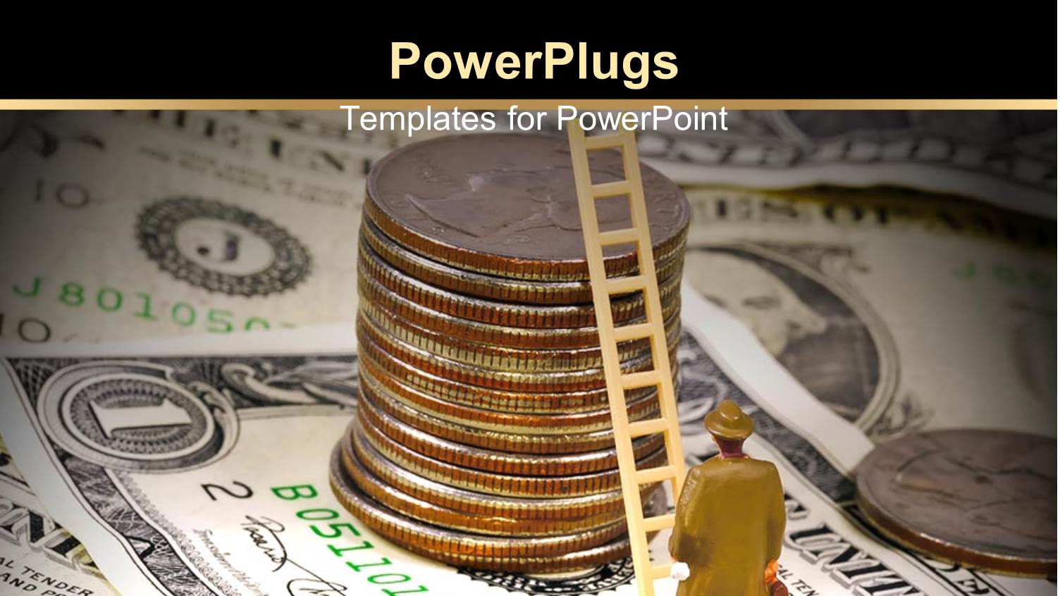 Animated Depiction of a Human Climbing a Ladder with a Stack of Coins