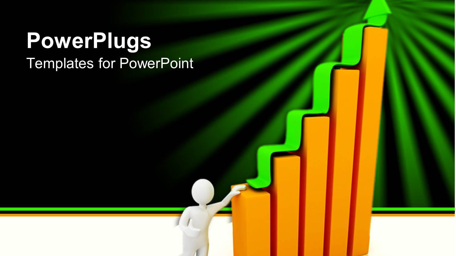 Animated Depiction of a Human Resting on Gold Bars with Green Arrow