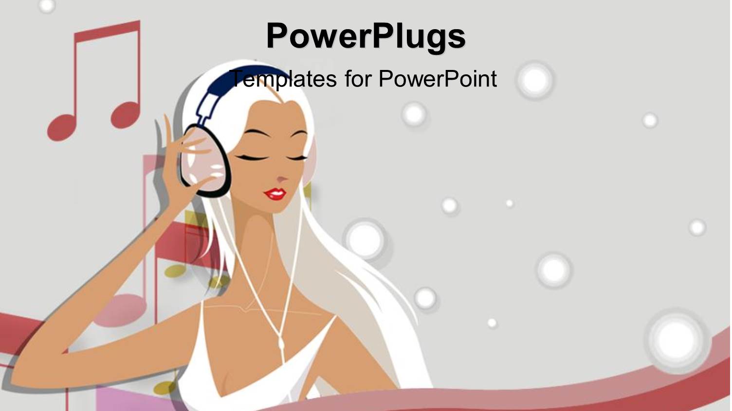 Animated Depiction of a Lady Wearing Headphones and Musical Themes