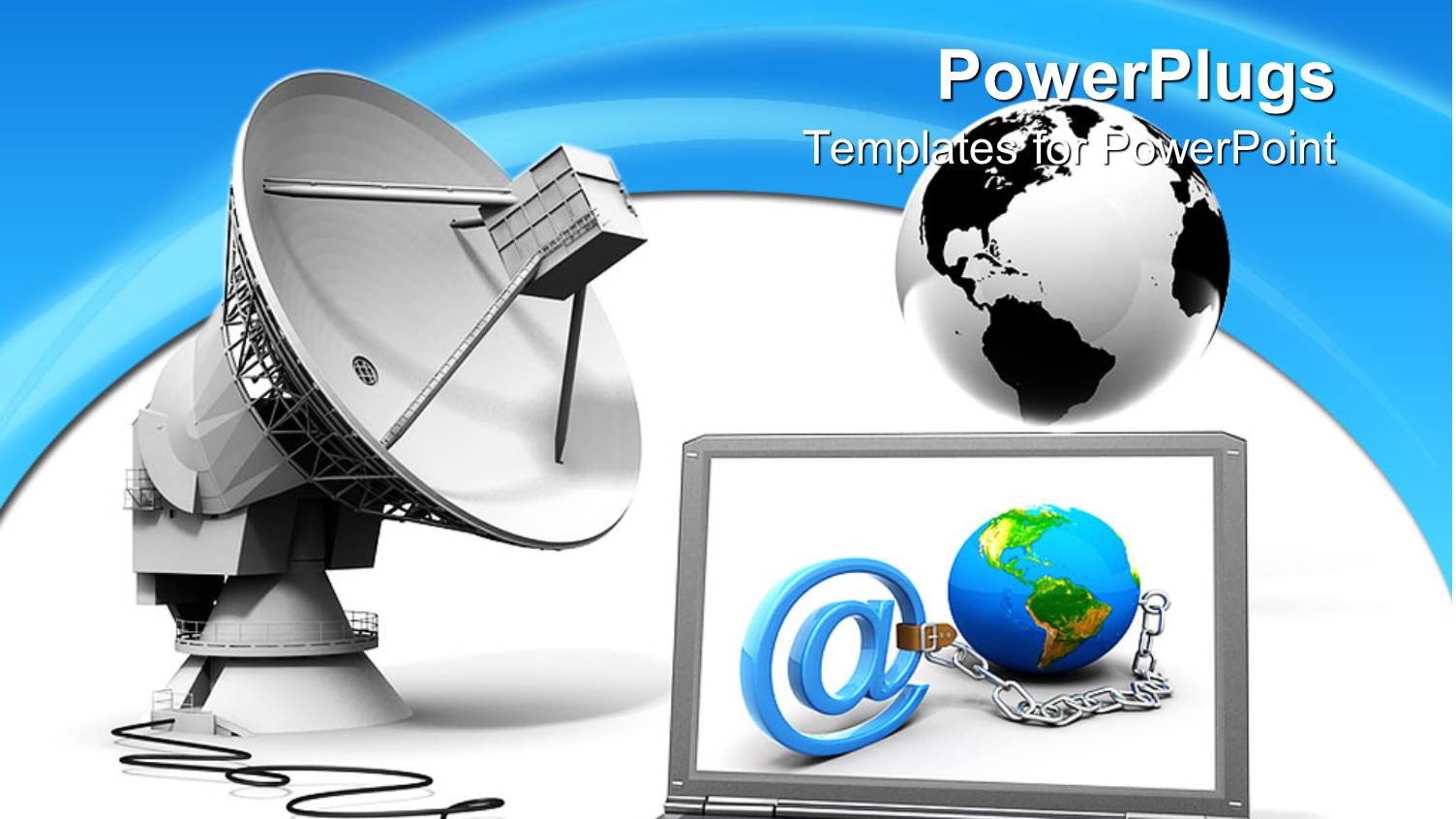 Animated Depiction of a Laptop Globe Chain and @ Symbol