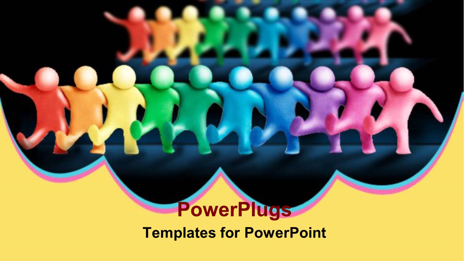 Animated Depiction of Lots of Multi Colored Humans Dancing