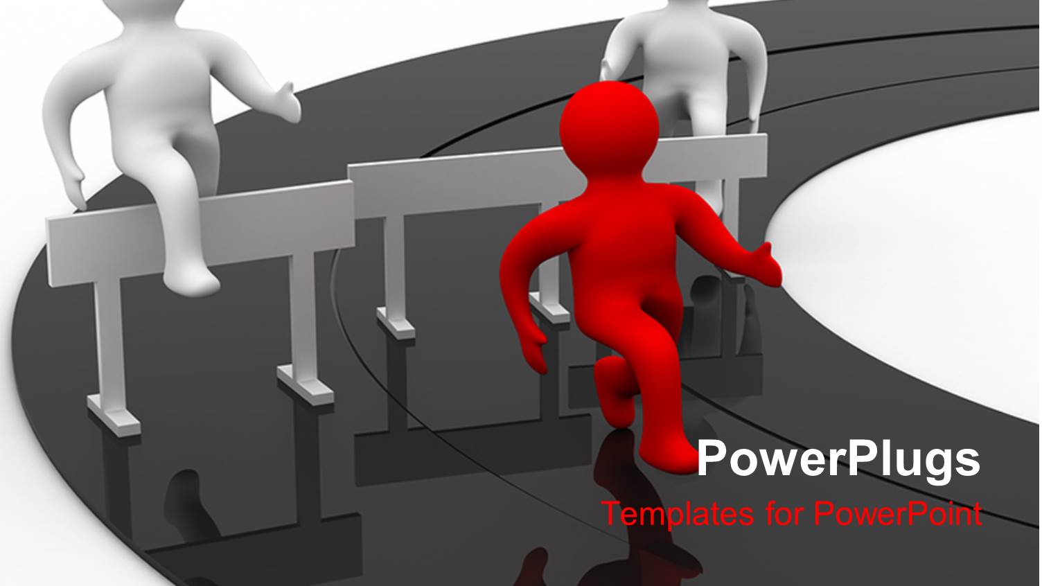 Animated Depiction of Three Red and White Human Figures Running