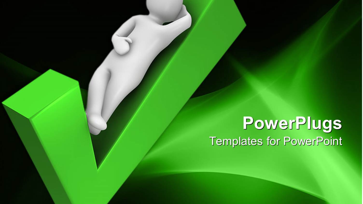 Animated Figure of a Man Lying on a large Green Check Mark