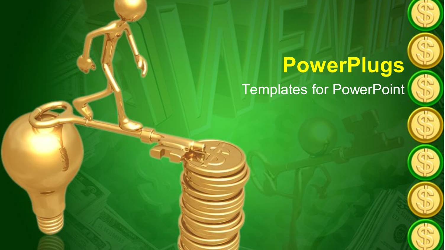 Animated Gold Colored Human Figure Walking on a Key