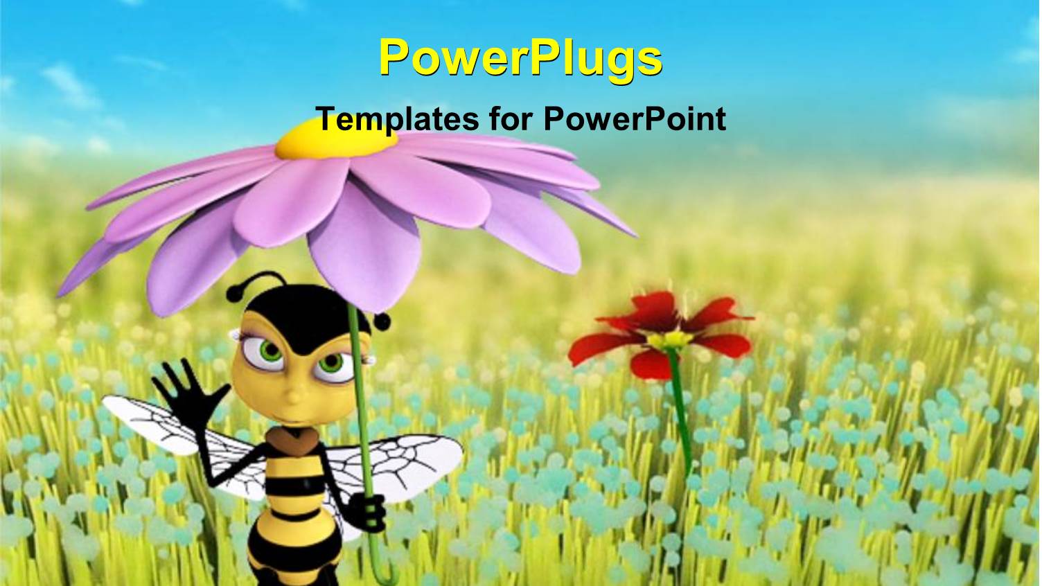 Animated Honey Bee Holding a Purple Flower as an Umbrella