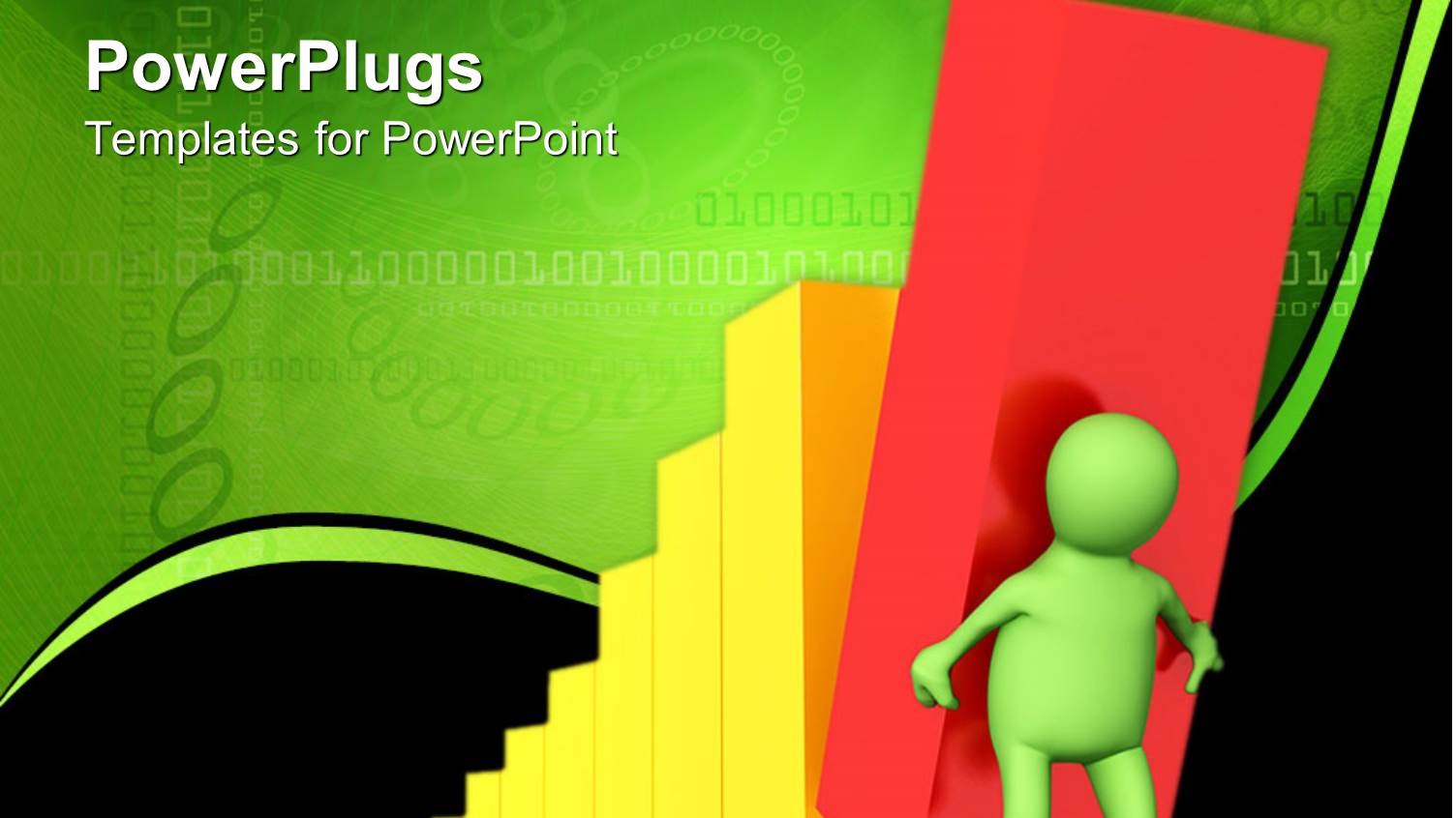 Animated Human Carrying a Red Bar with Yellow Bars Behind him