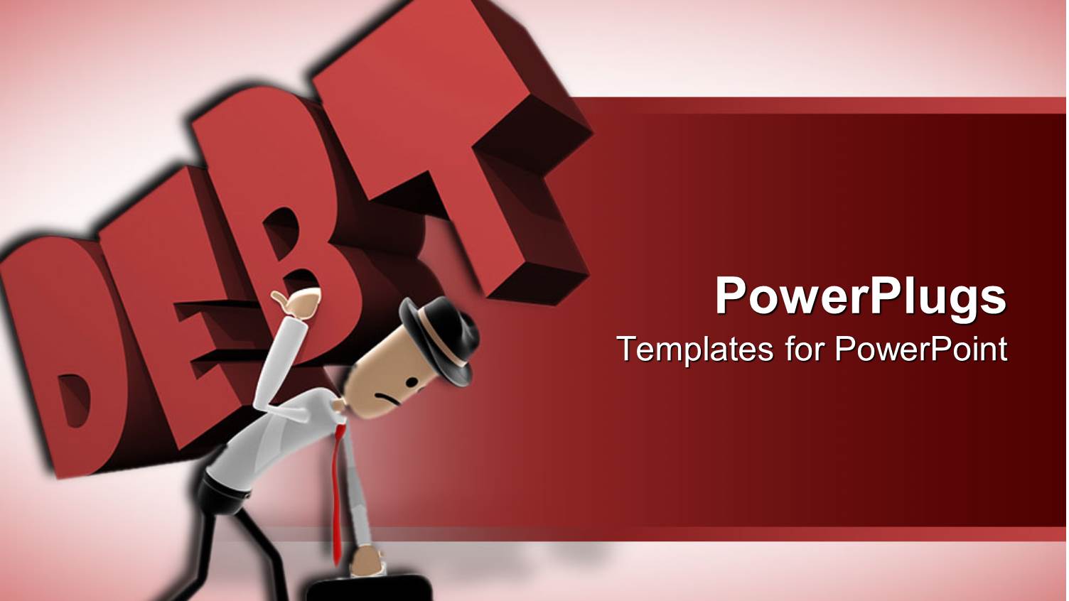 Animated Human Figure Carrying a Heavy Debt Text on a Red Background