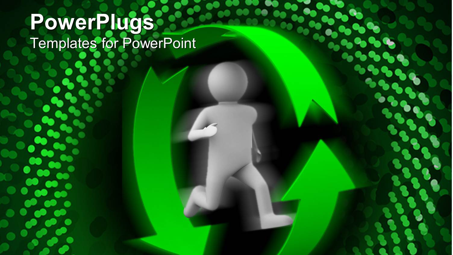 Animated Human Figure Running in a Green Recycle Symbol