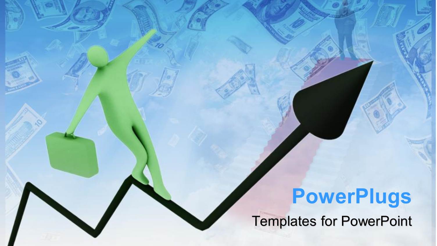 Animated Human Figure Walking on a Zigzag Arrow to the Top