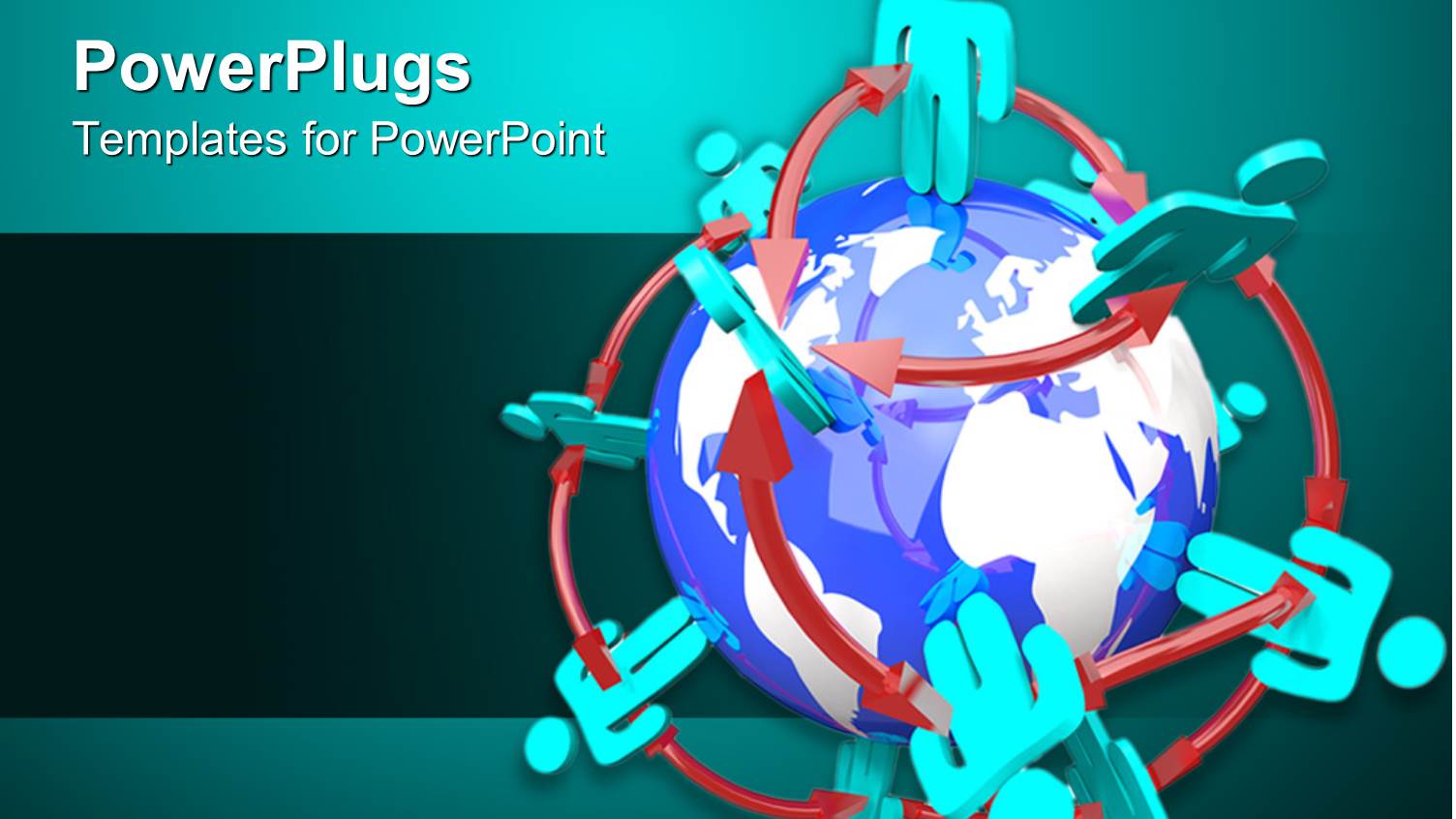 Animated Humans Standing Around a Globe and Red Arrows