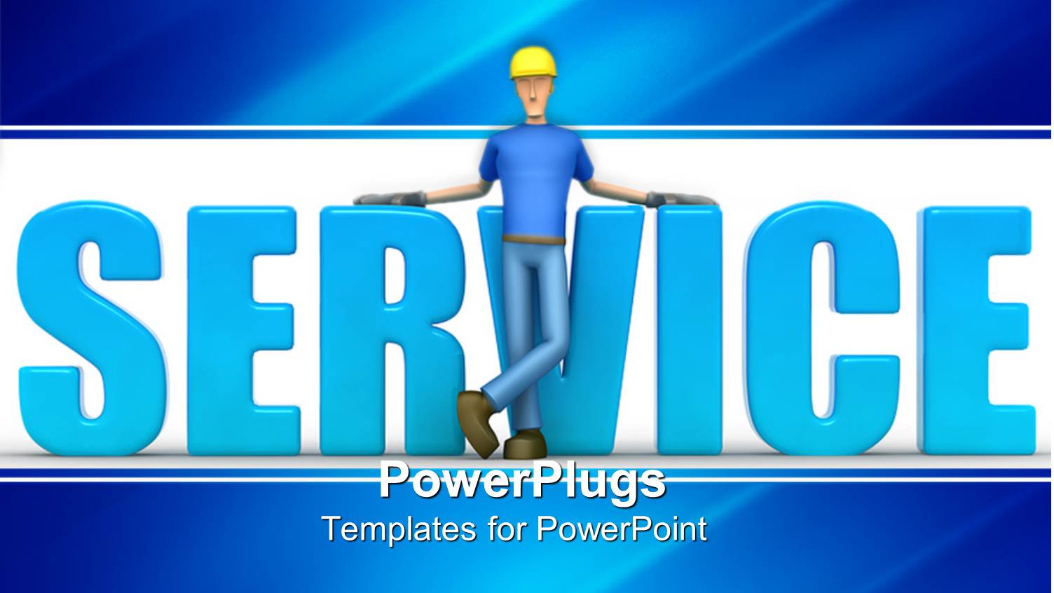 Animated large Blue Service Text with a Human in Front