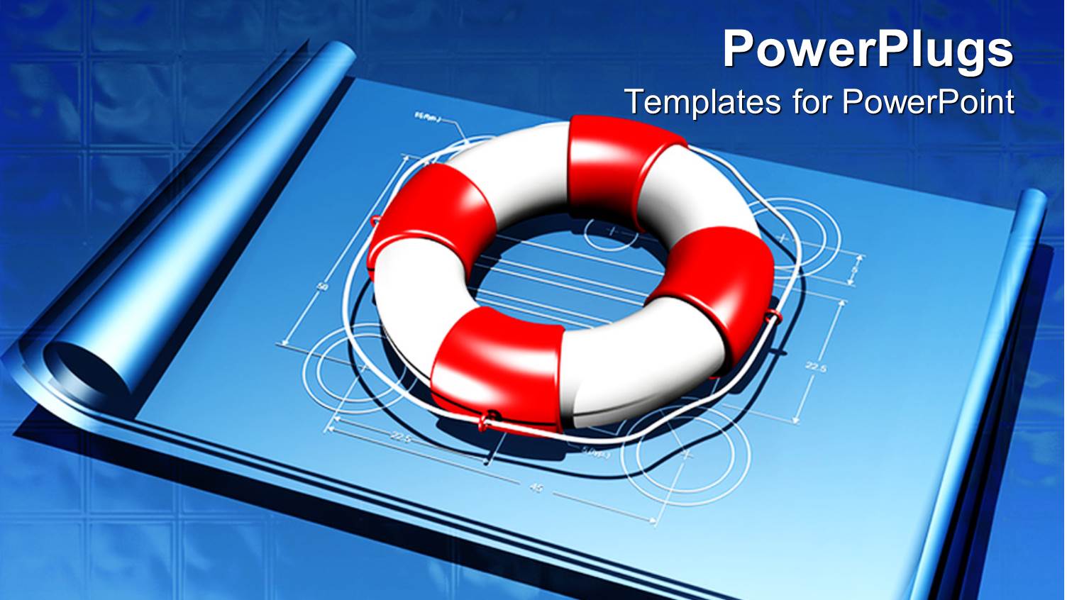 Animated Metallic Blue Prints with a Red and White Buoy