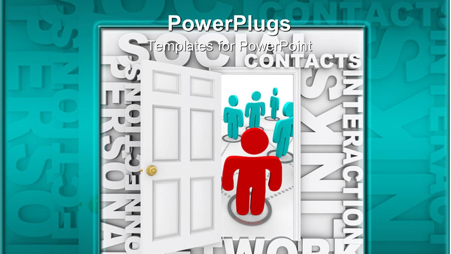 Animated Red and Blue Human Figures with Social Network Text