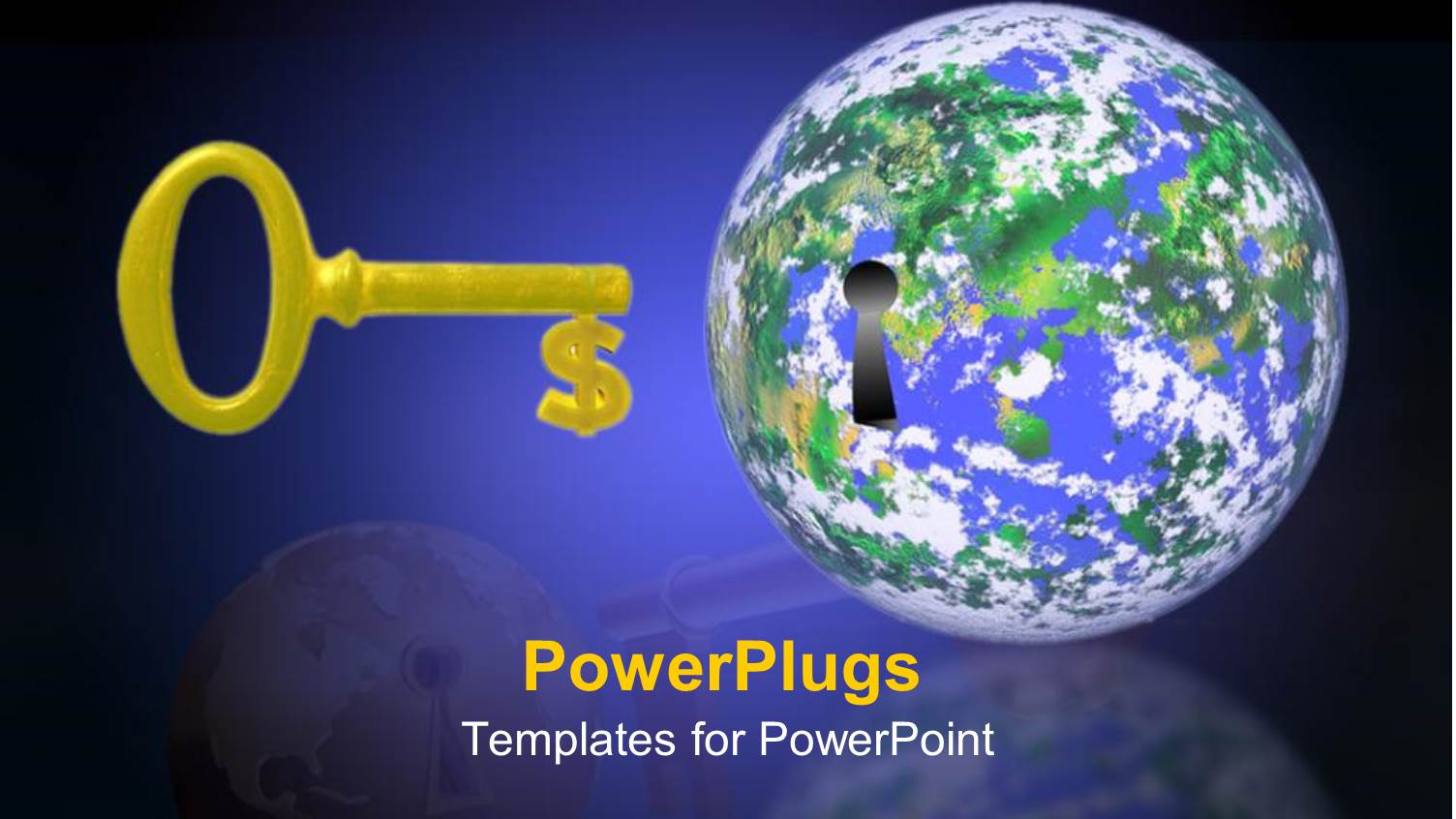 Animated Shiny Gold Key with a Keyhole on a Globe