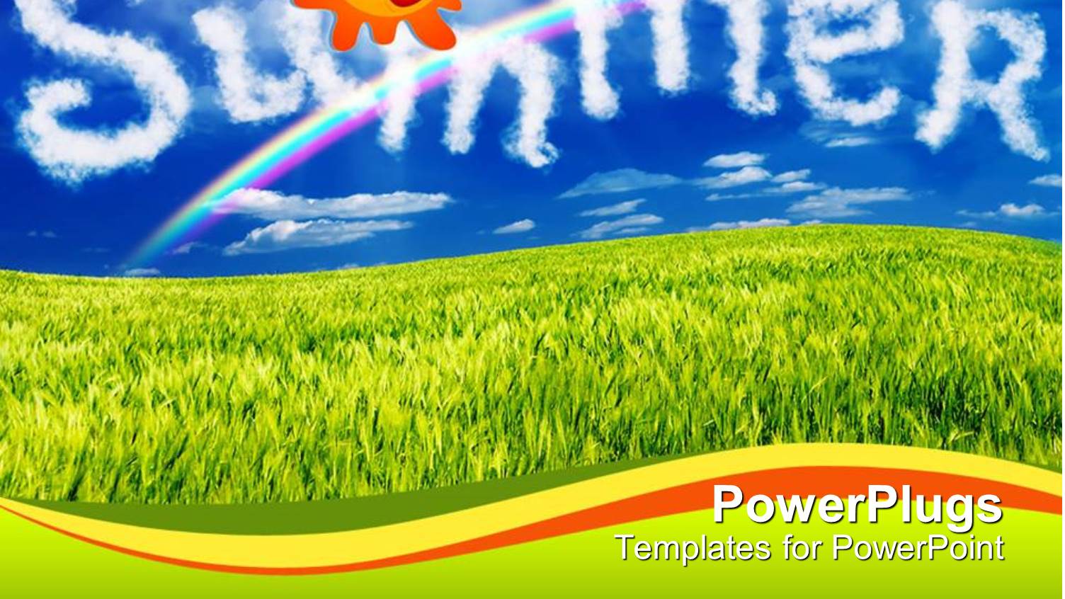 Animated Smiling Sun in a Blue Sky Over Green Grass