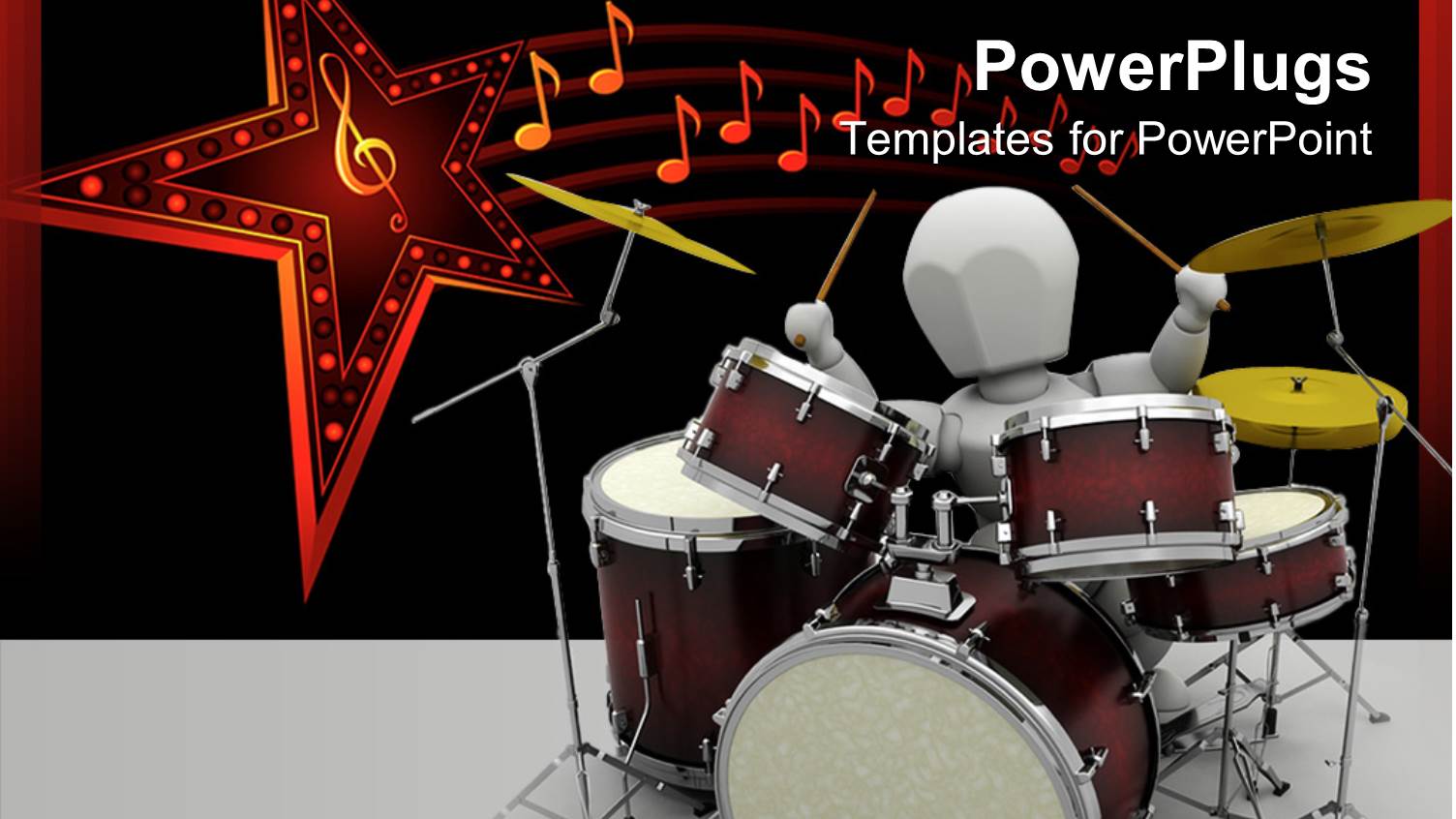 Animated White Human Figure Druming on a Black Background