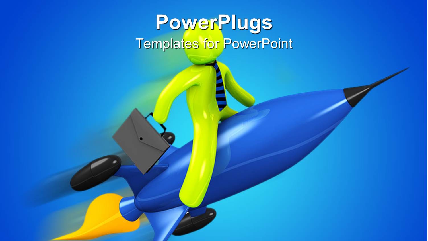 Animation of a Business Man Riding a Blue Jet