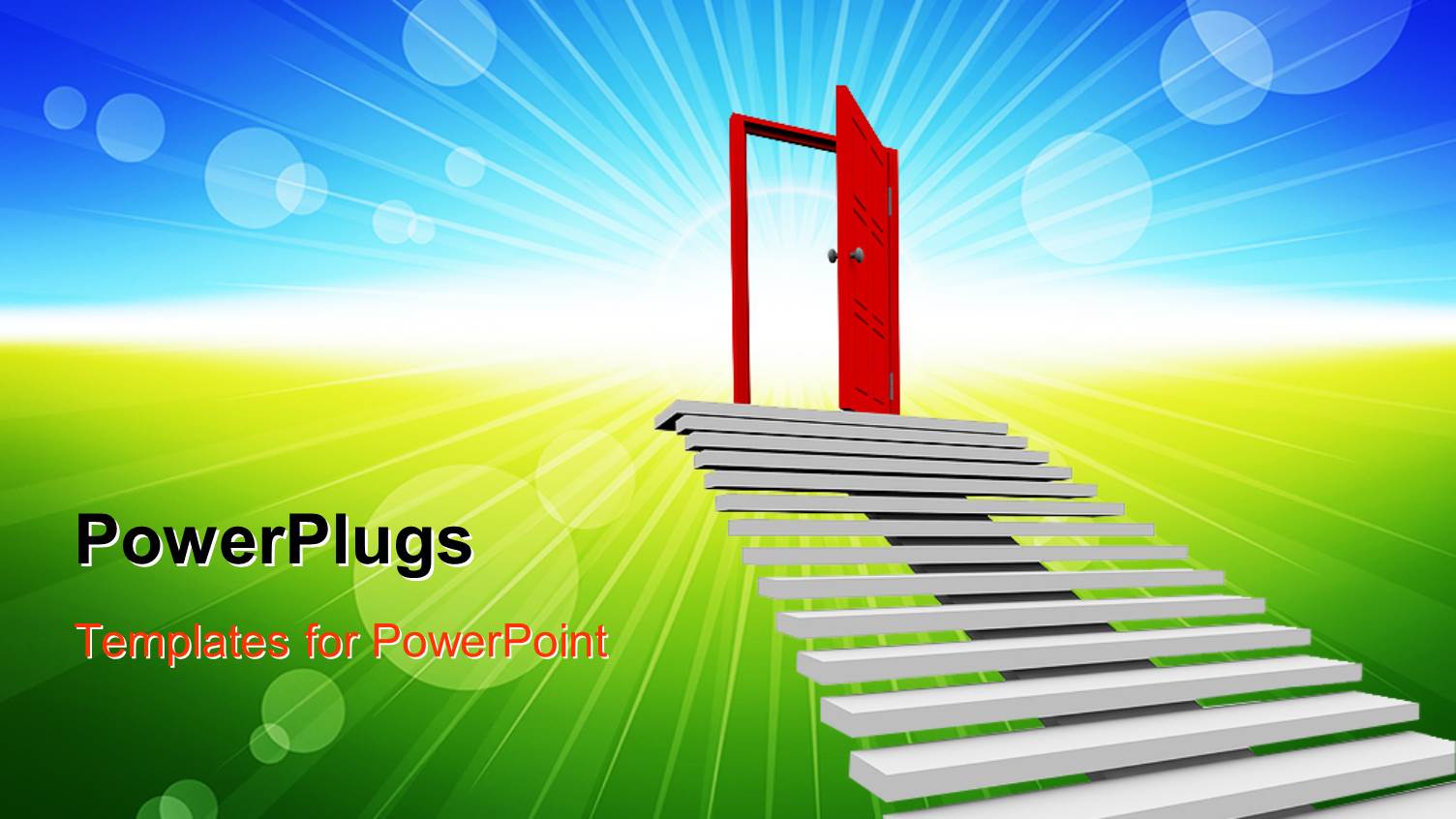 Animation of a Flight of Stairs Leading to a Red Door