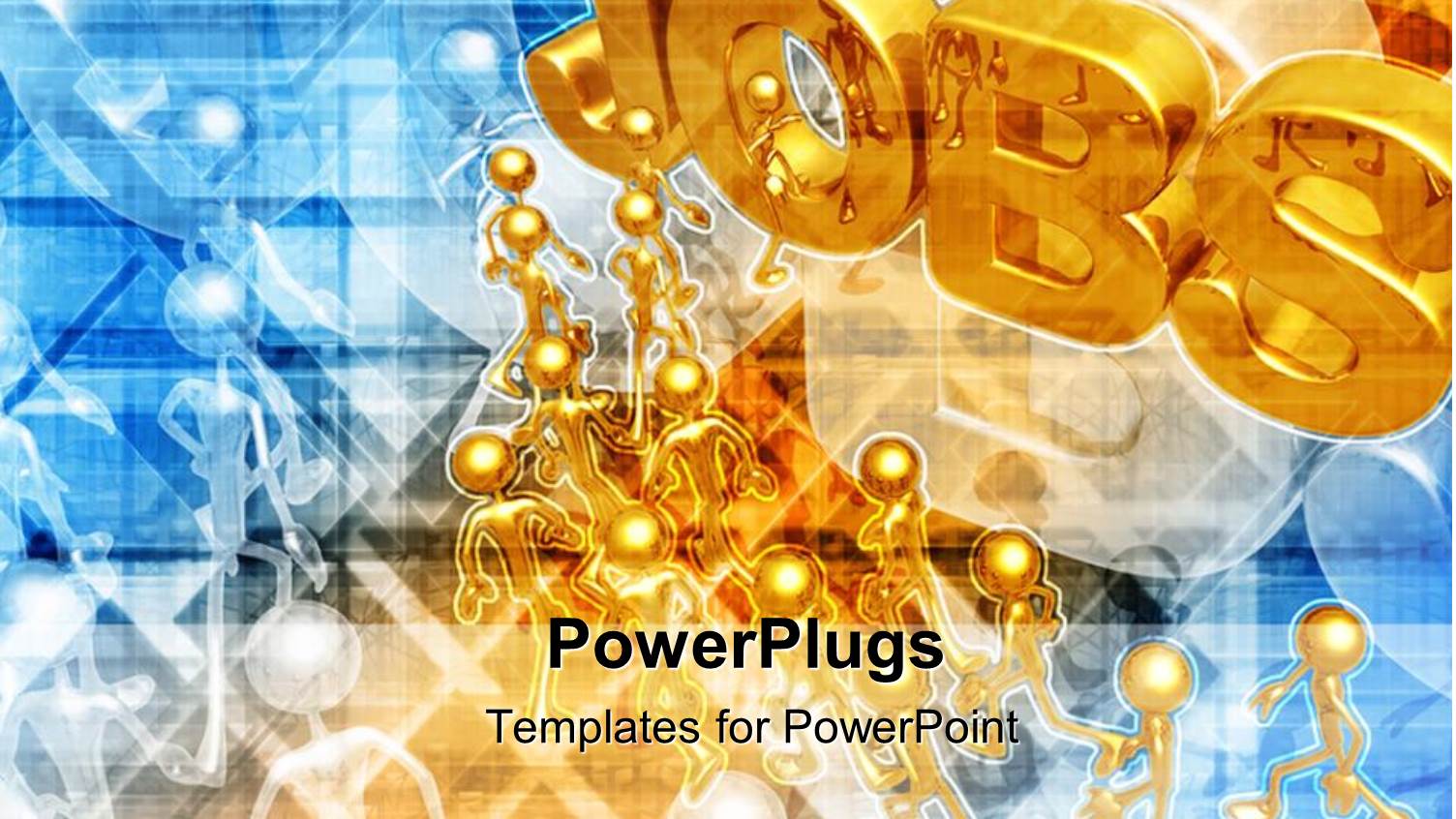 Animation of Lots of Gold Humans Running to Job Text