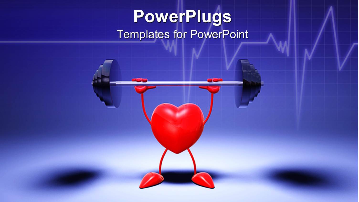 Animation of a Red Heart Lifting a Weight with Blue Background