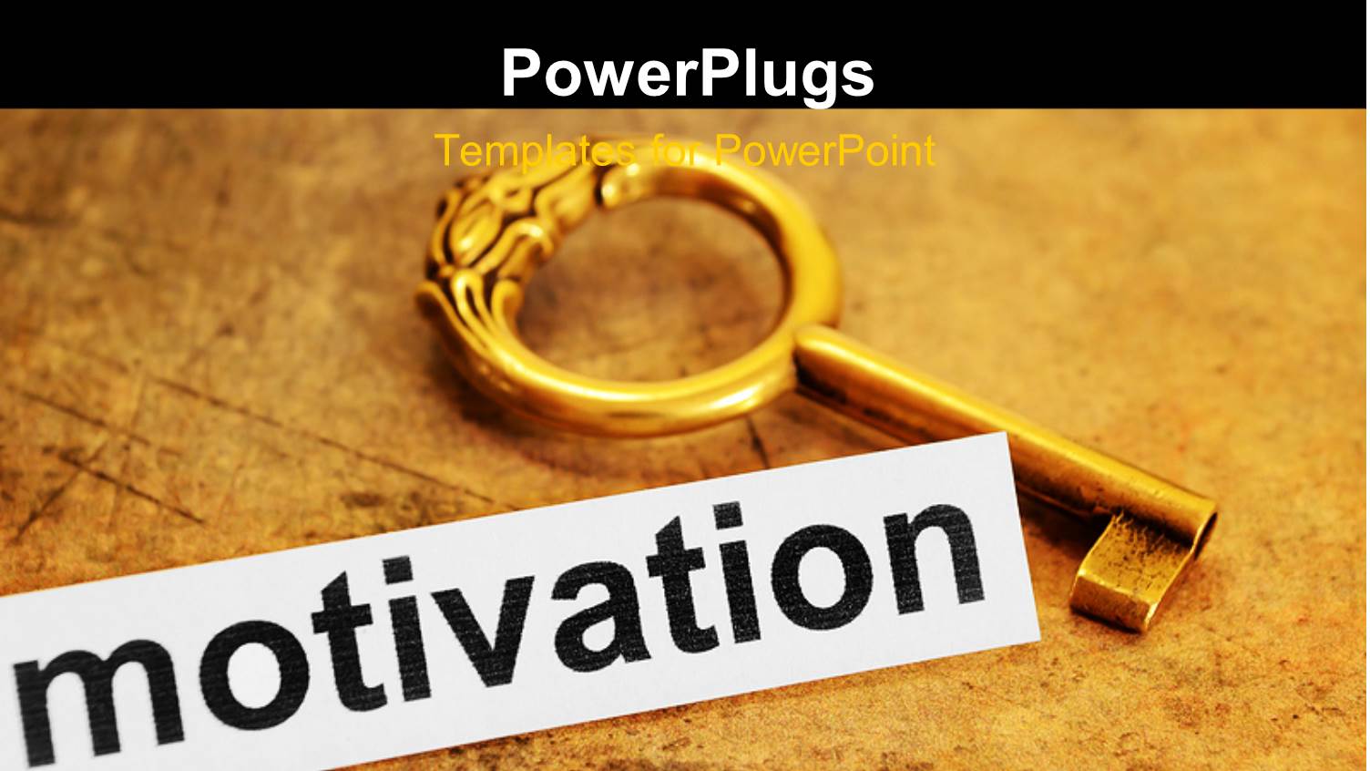 Antique Key Over Brown Textured Paper with Motivation Keyword in Foreground