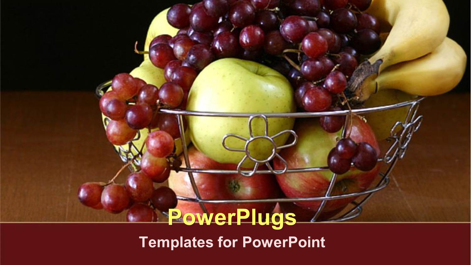 Apples, Grapes and Bananas in a Metallic Silver  Bowl