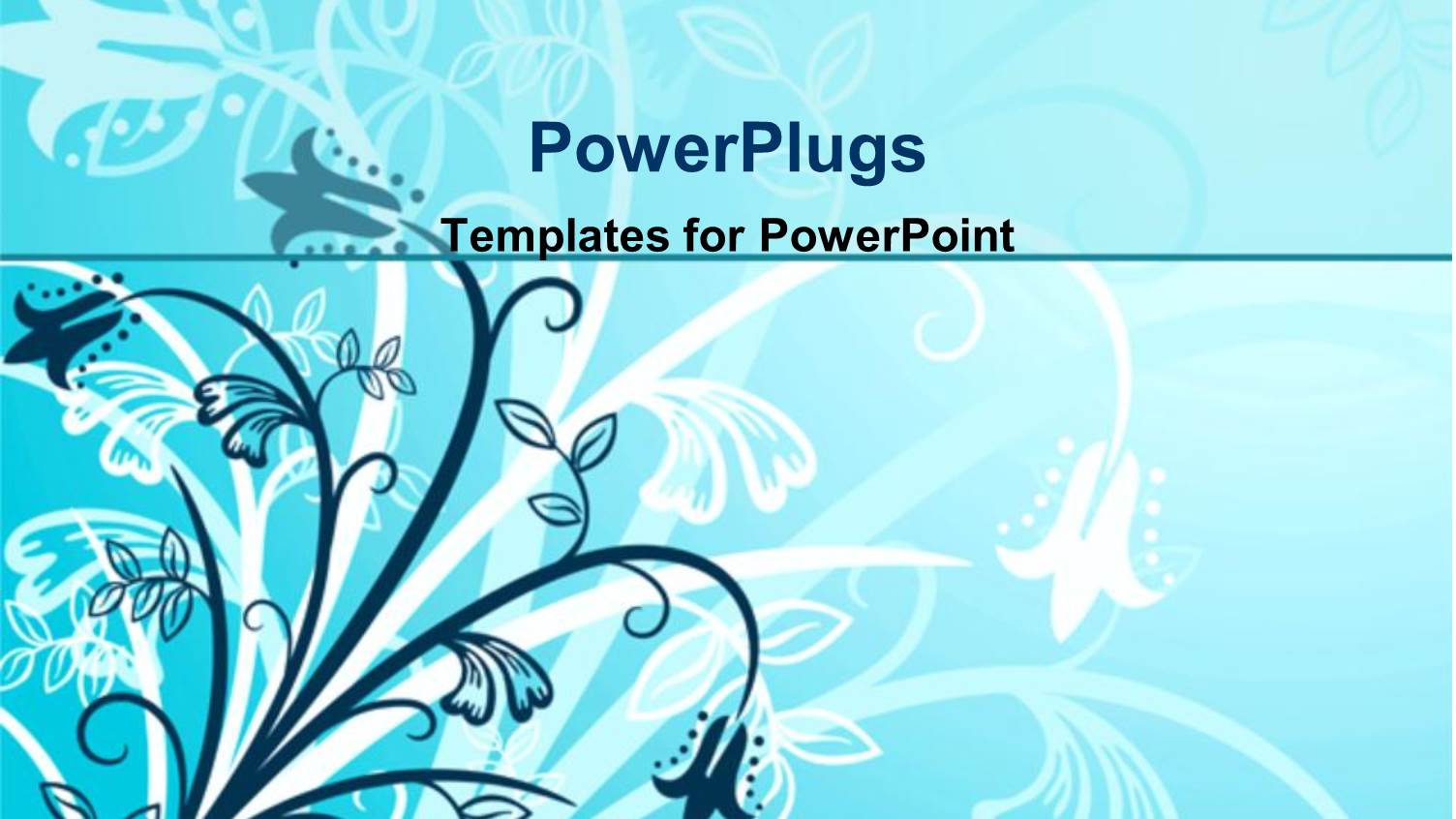 Aqua Blue Abstract Background with Navy and White Flowers and Stems