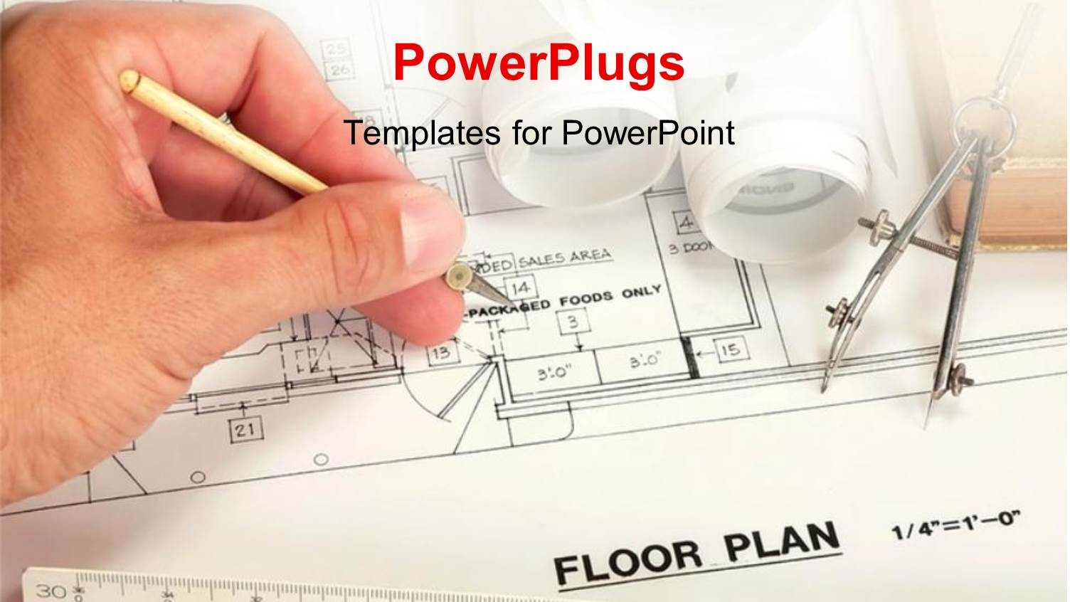 Architect Drawing the Floor Plan of a Building with Drawing Tools