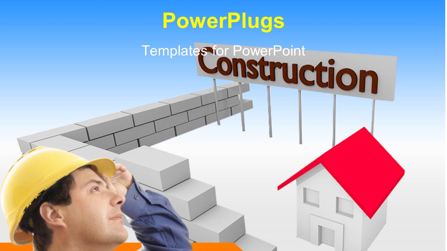 Architect with Protective Helmet at Construction Site with 3D House 