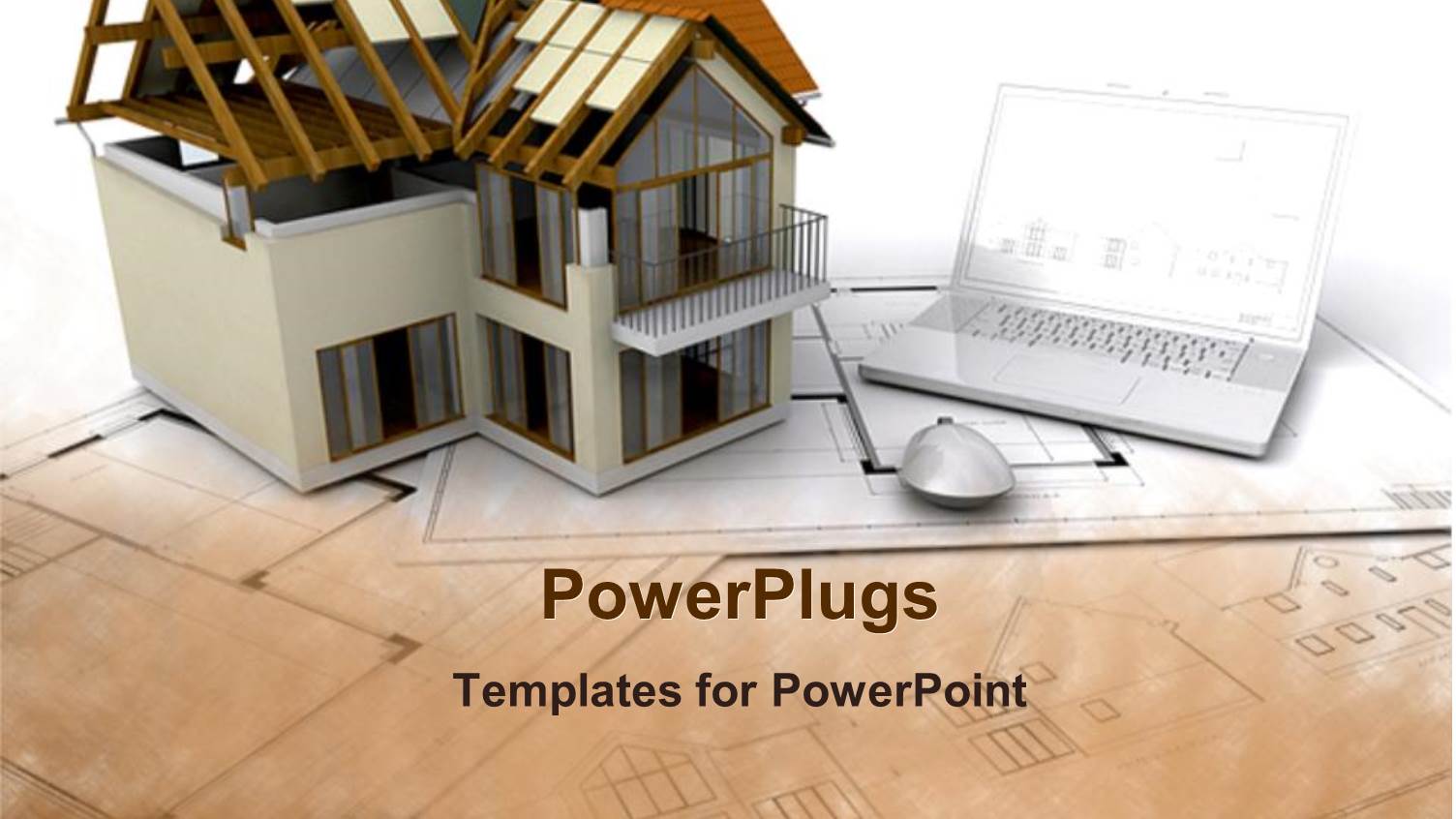 Architectural Design of Building Beside Laptop and Computer Mouse on Construction Plan