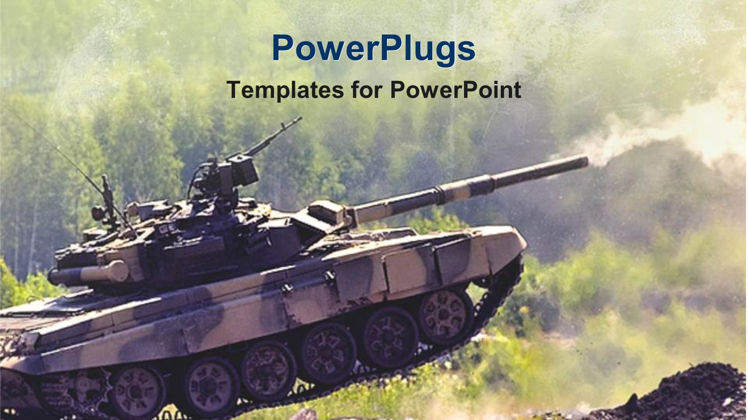 Armoured Army Tank Driving Fast and Shooting on a Dirt Road