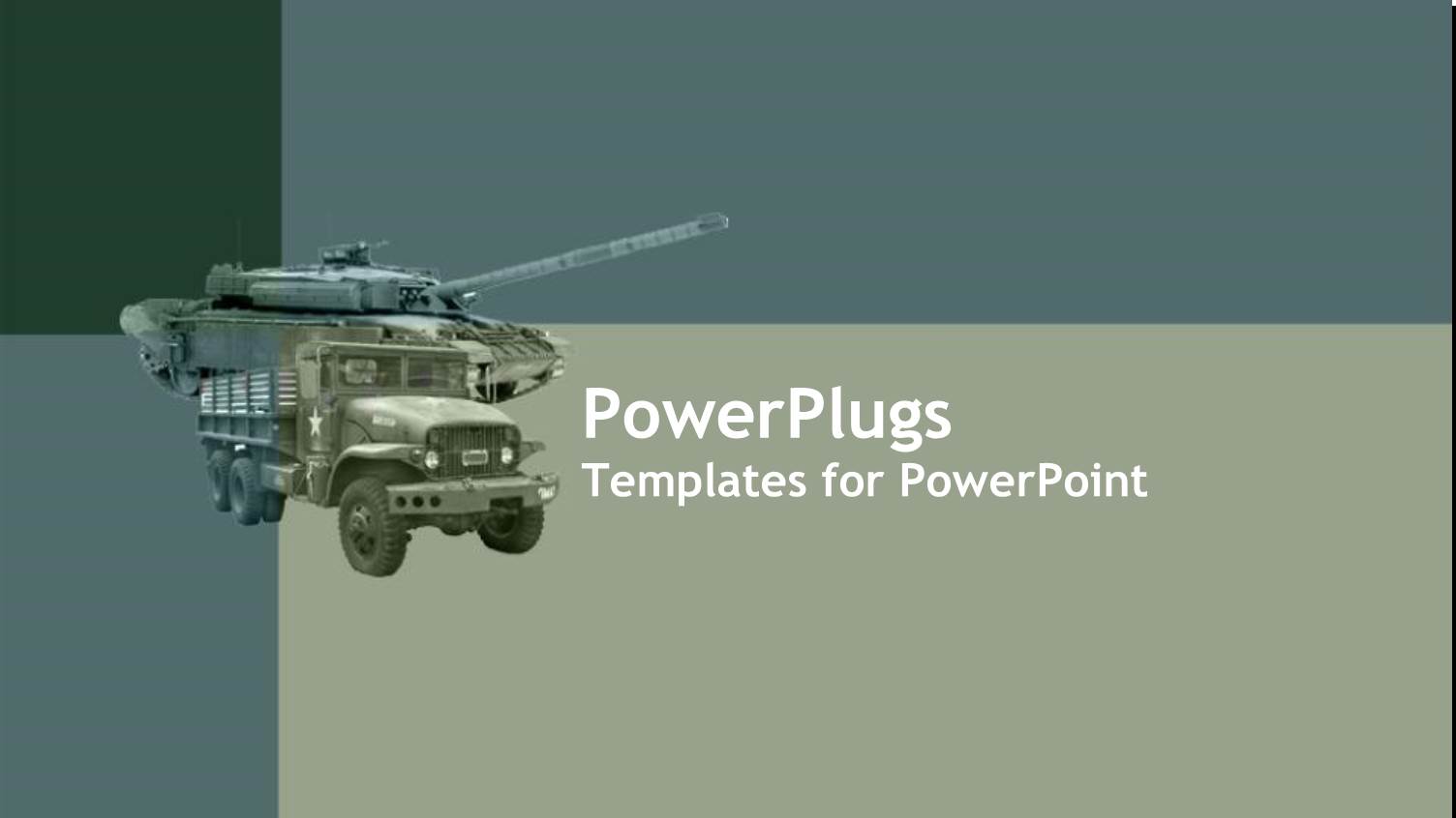 Army Green Loaded Truck on an Ash Colored Background