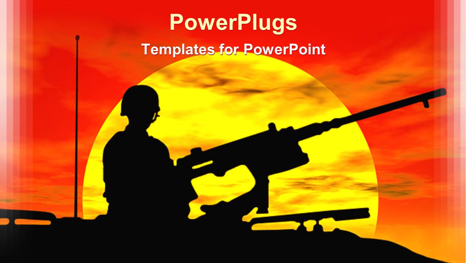 an Army Gunner on a Tank with Sun Settling Down in the Back Ground