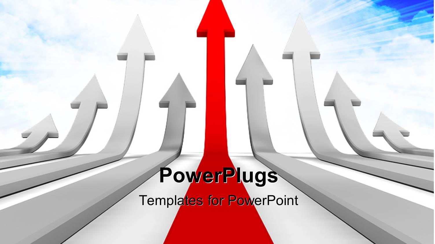 Arrows Race to Success Pointing Upwards with Sky