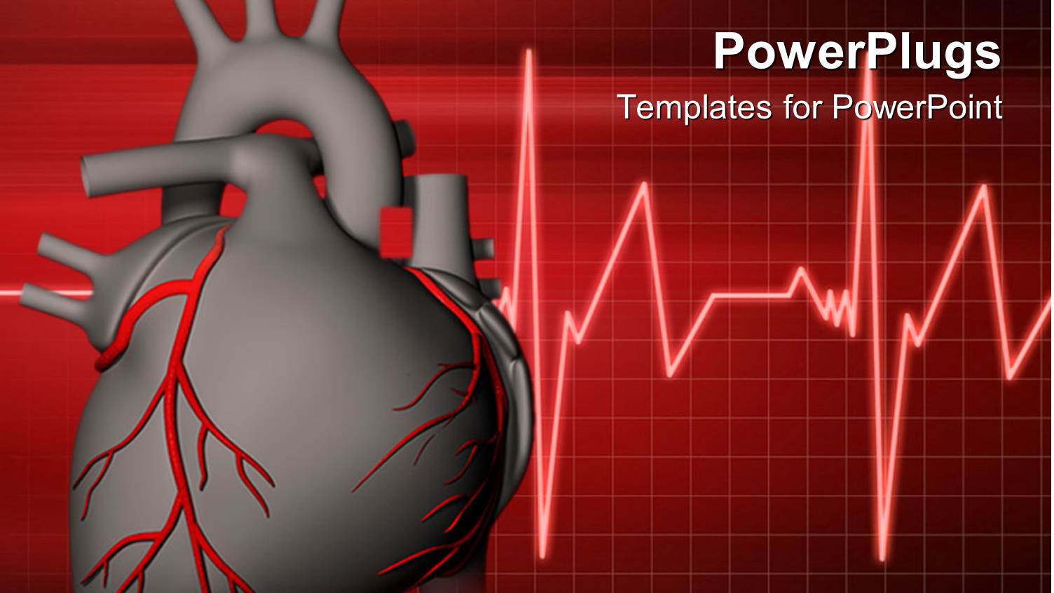 Ash Colored Heart Beating with Red Veins on a Red Background