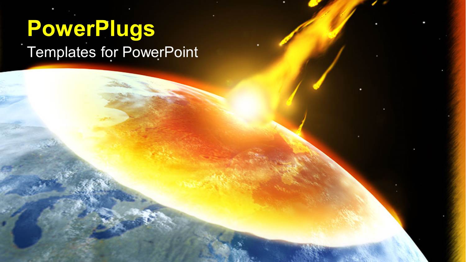 Asteroid Collision with Earth, Flames, Night Sky