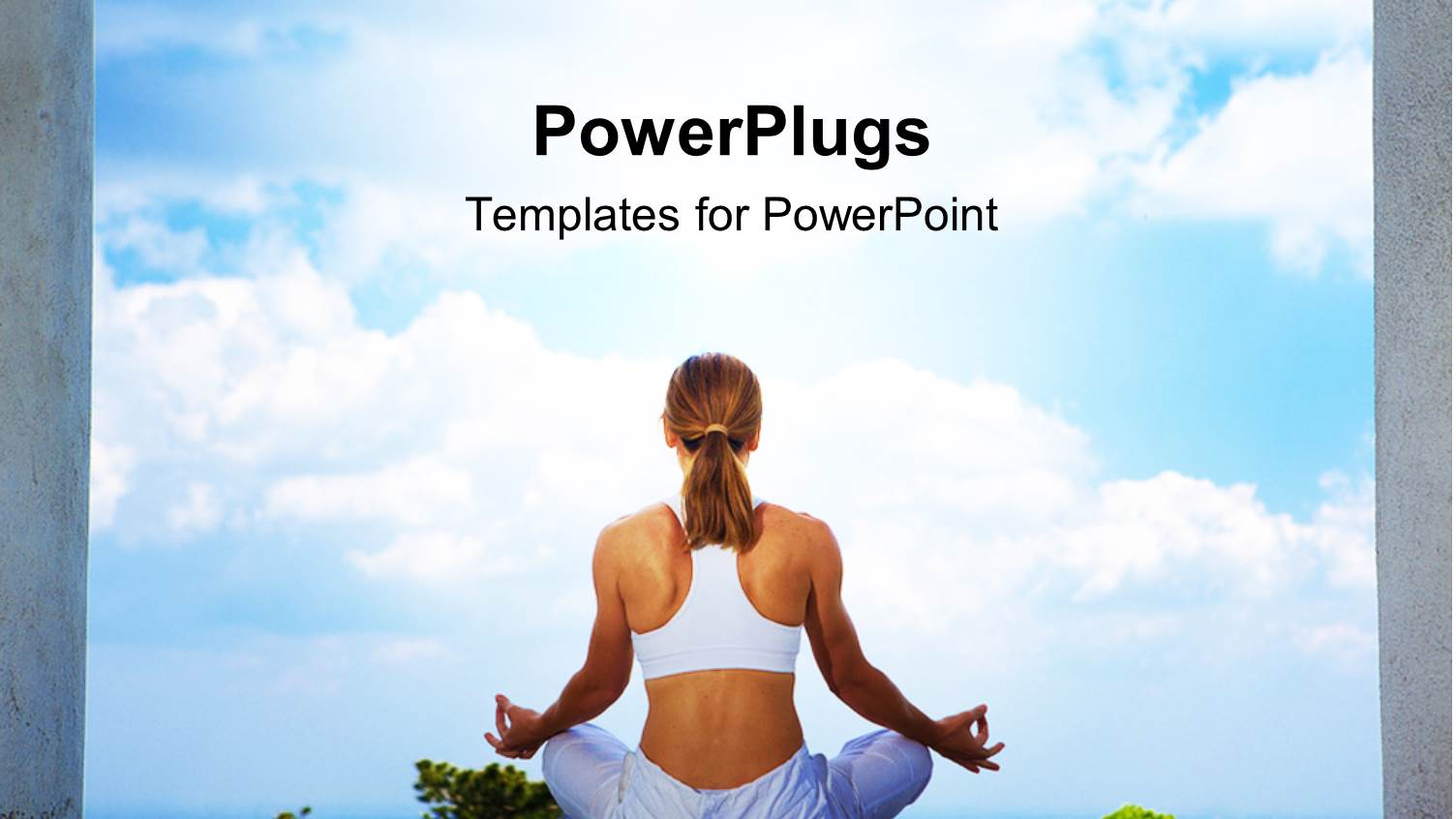 an Athletic Fitness Lady Practicing Yoga in Between Two Pillars