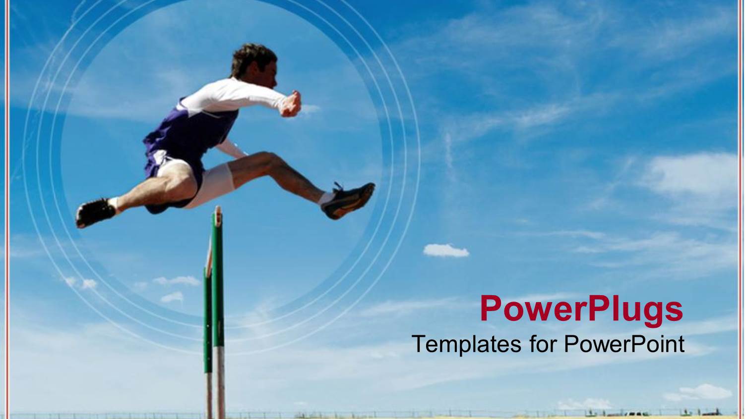 Athletic Man Jumping Over a Hurdle Pole on a Field