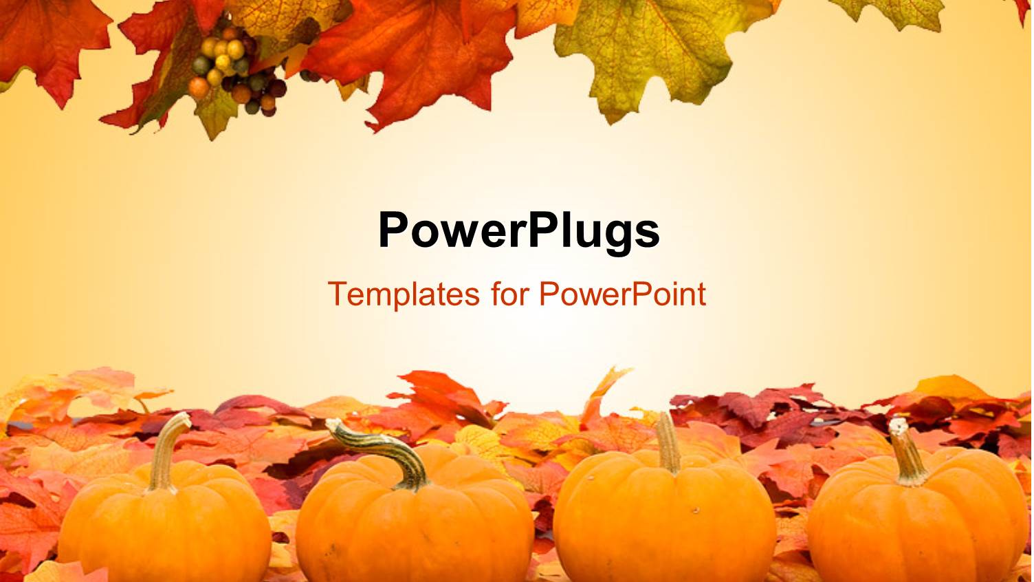 Autumn Fall Colored Leaves with Pumpkins Depicting Halloween Scene