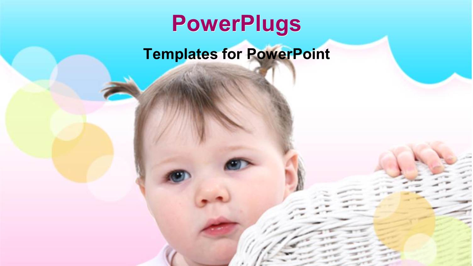 Baby Girl in Pigtails Standing Next to White Wicker Chair