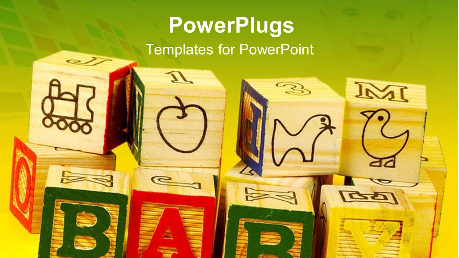 Baby Wooden Blocks with Train, Apple, Duck, Letters, Numbers and Baby Word