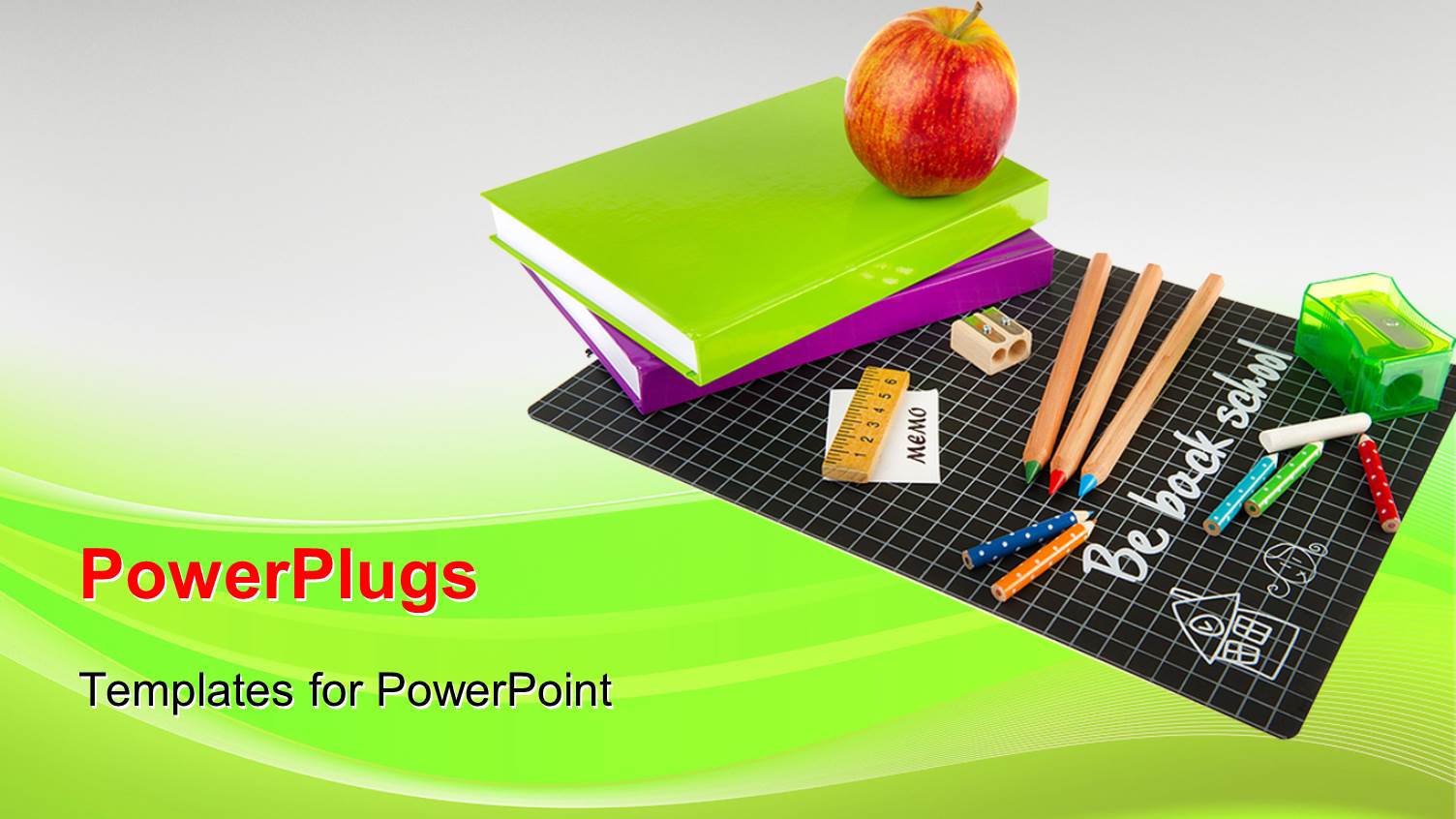 Learning Depiction with Red Apple on Book Pile and School Materials