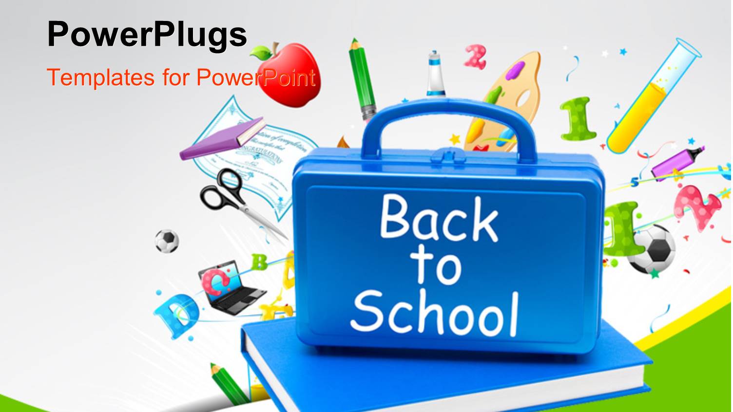 Back to School Concept with Blue Briefcase Over the Book and other Educational Material in the Background