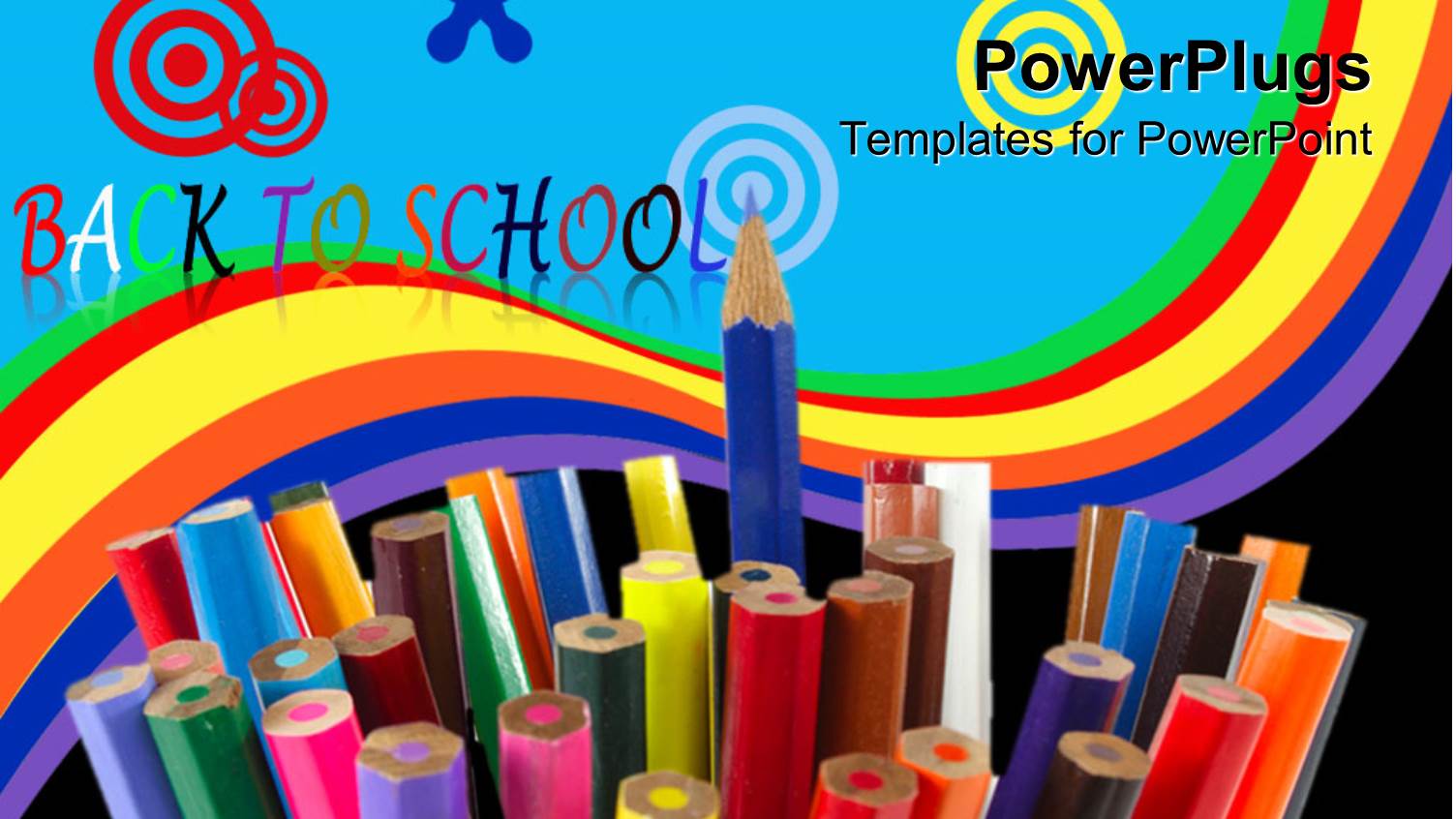 Back to School Concept with Colored Pencils, Rainbow Wave, Colorful Shapes, Education, Teaching