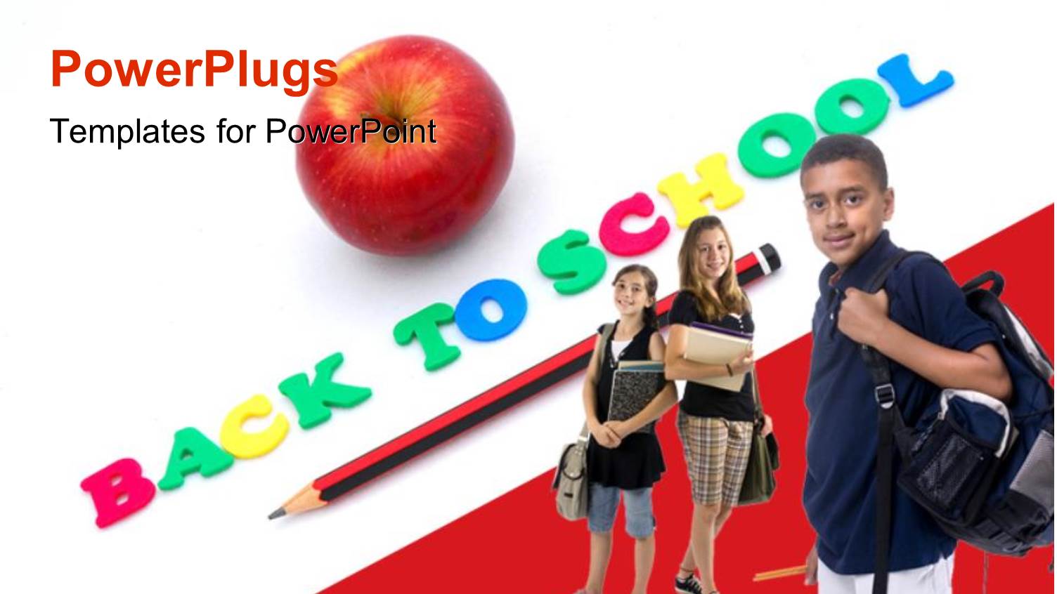 BACK to SCHOOL Depiction with Red Apple and Kids Dressed for School