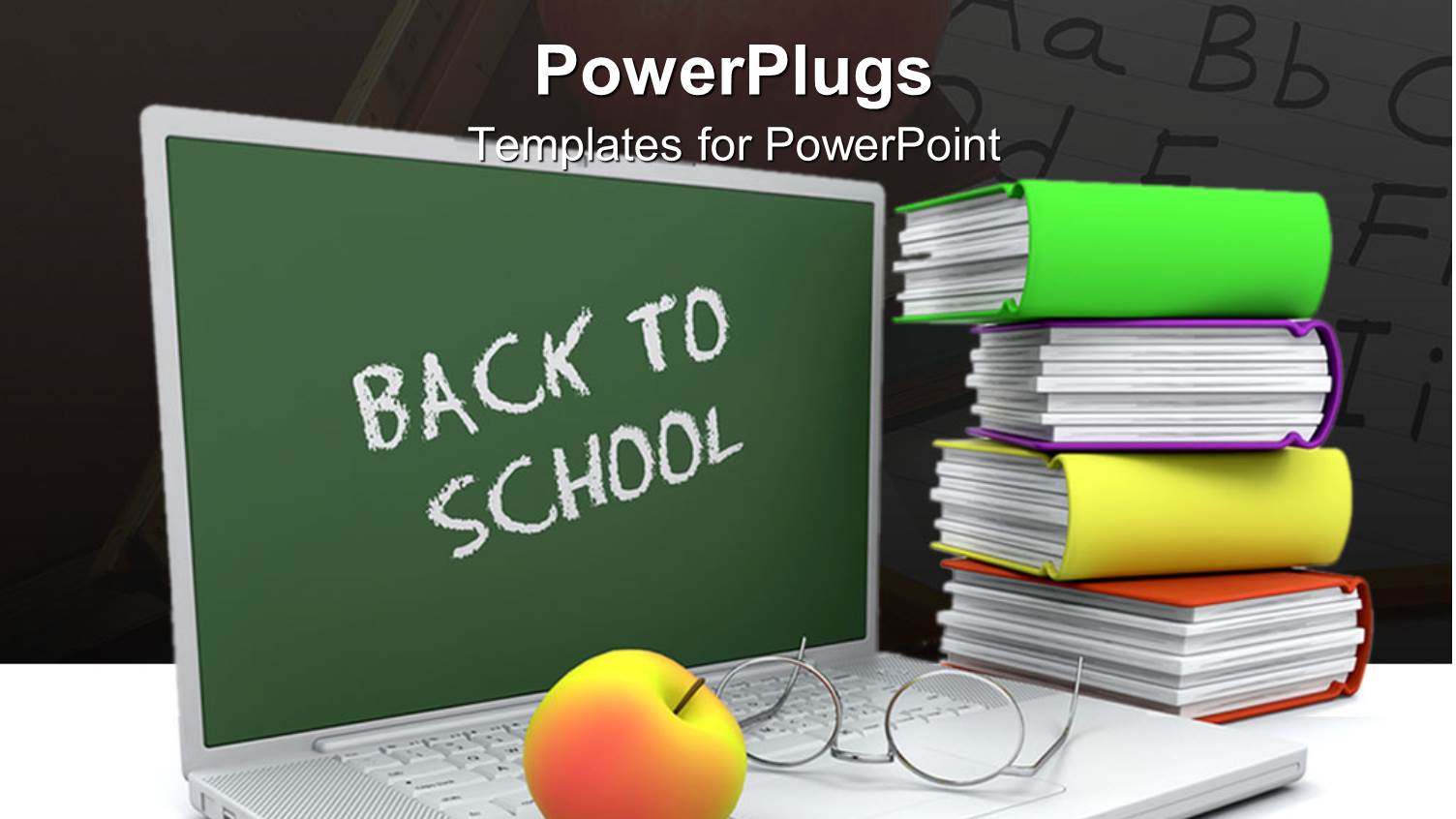 Back to School Laptop with Apple, Glasses and Books, Teacher, Teaching, Education