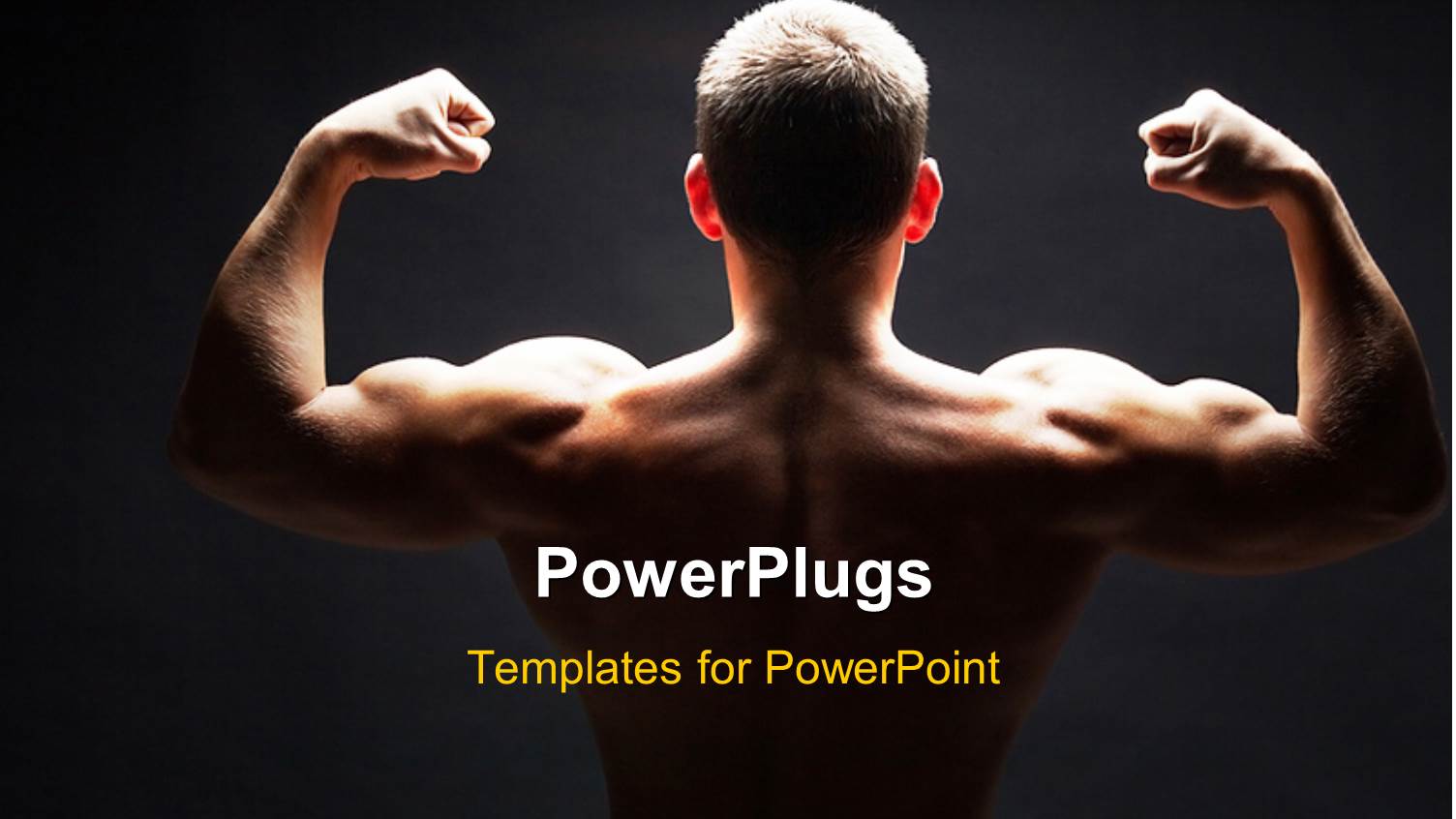 Back View of Young Heavy Built Man Showing off Muscles