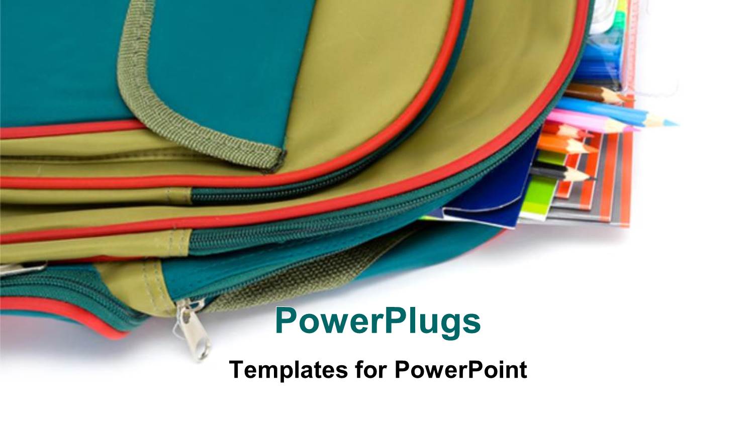 Backpack with Folders and Pencilson White Background