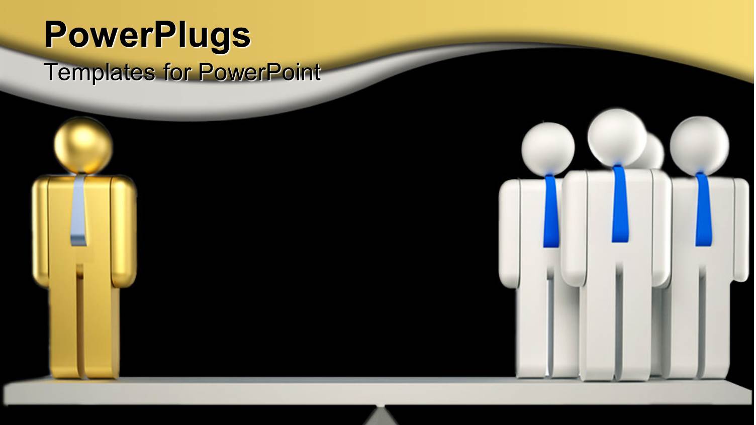 Balance with Golden Figure on One Side and Four White Figures on other Side